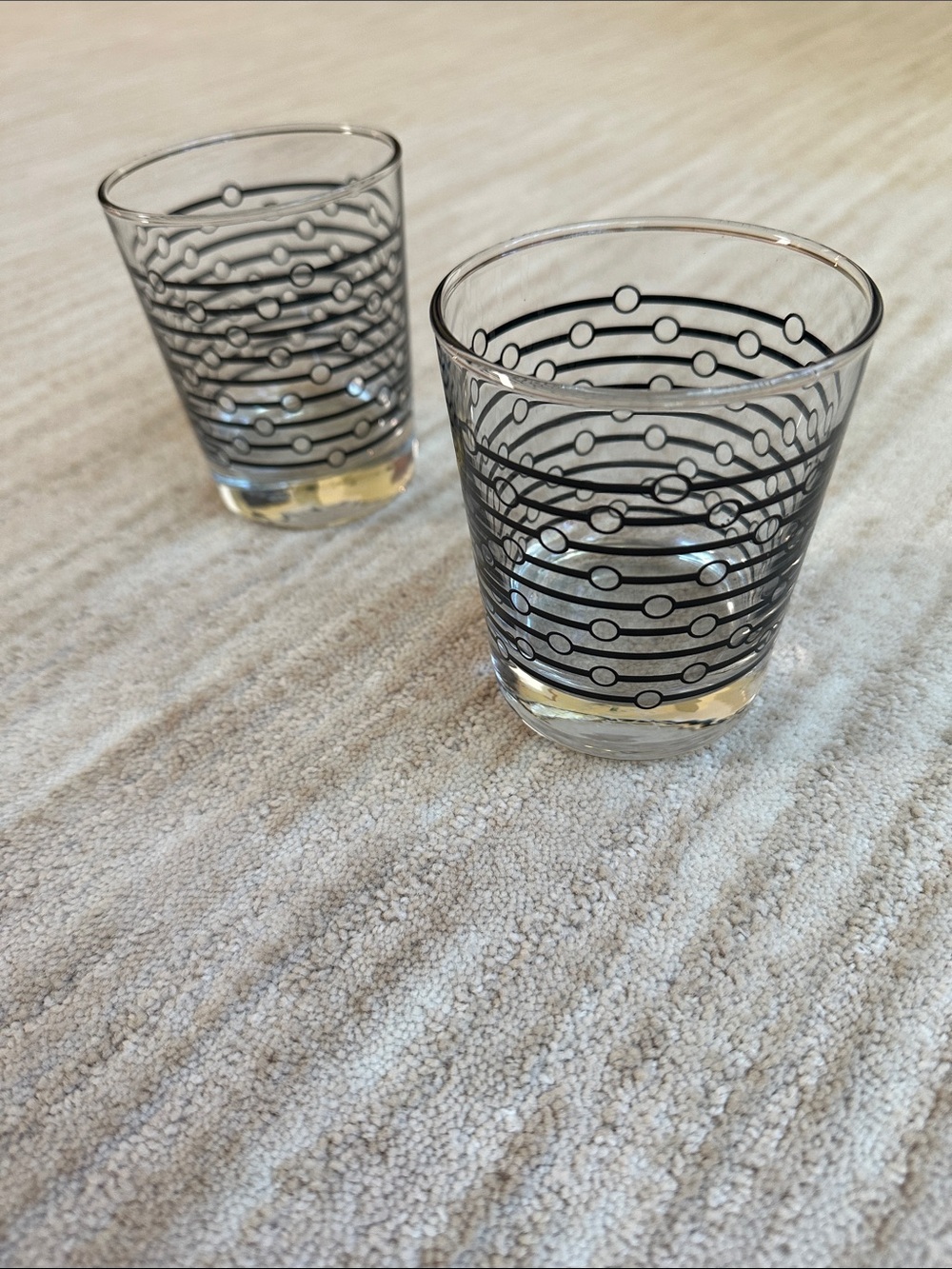 Set of 2 IKEA Space Age Lowball Tumblers Black and White Abstract Pattern 8 Oz